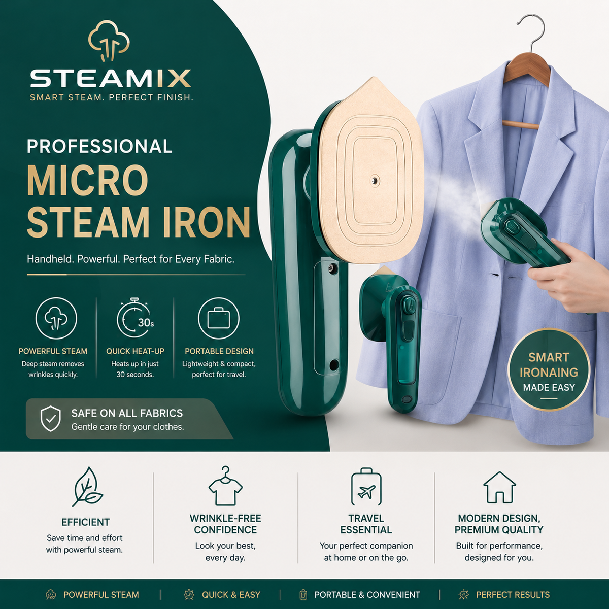 Professional Micro Steam Iron – Portable Garment Steamer