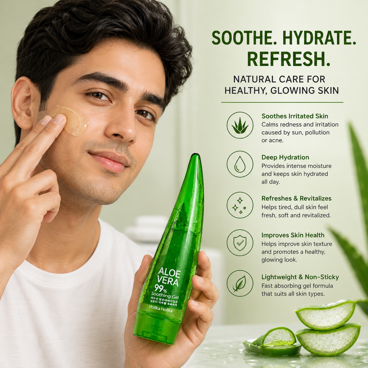 Wokali Aloe Vera Gel 80ml | Soothing & Moisturizing Face and Skin Gel