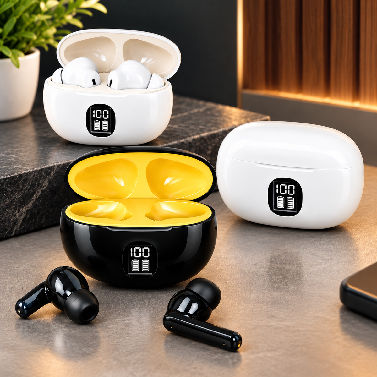 Pro 3rd Gen TWS Bluetooth Earbuds with Digital Battery Display & Touch Control