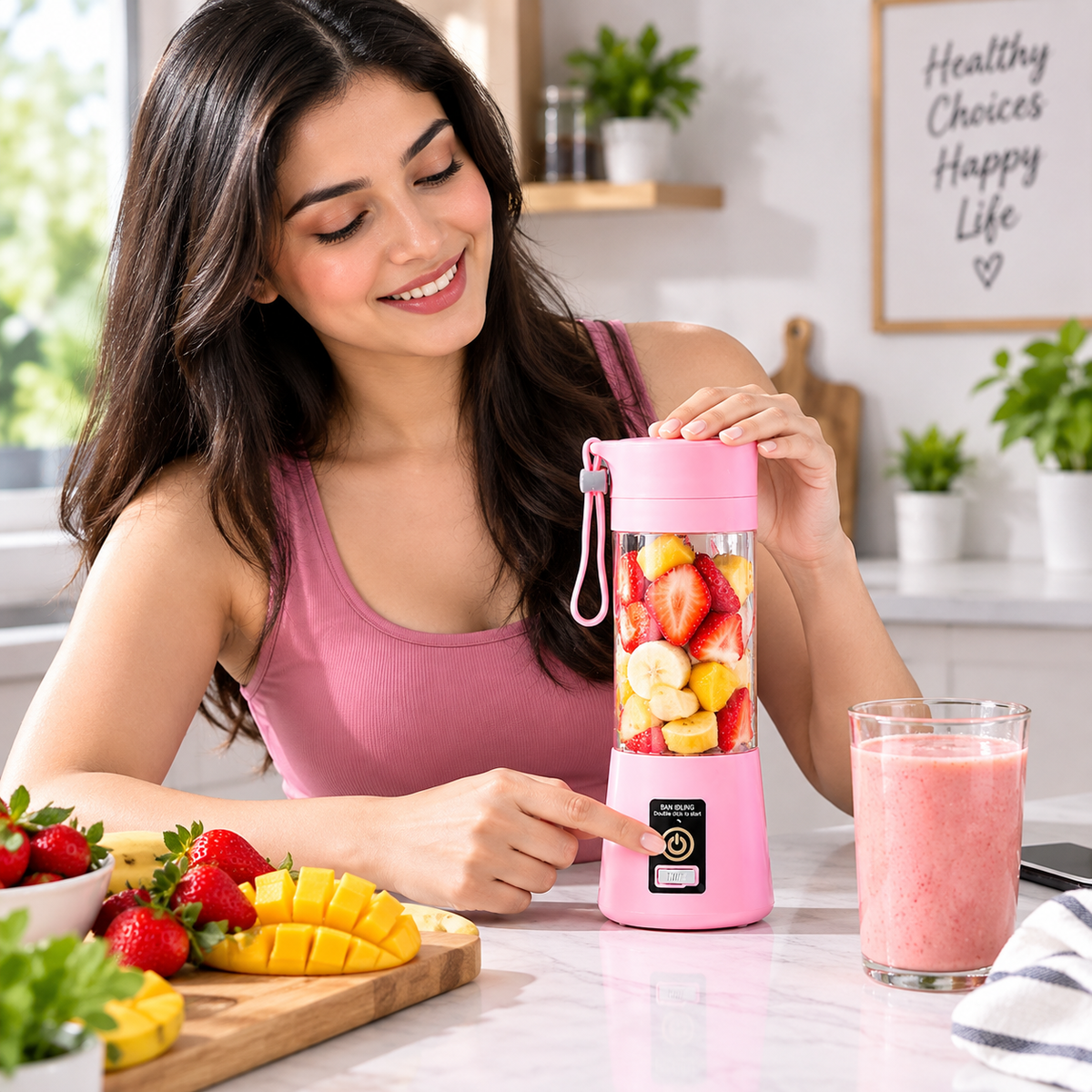 Portable USB Rechargeable Juicer Blender Bottle – Mini Electric Fruit Smoothie Maker