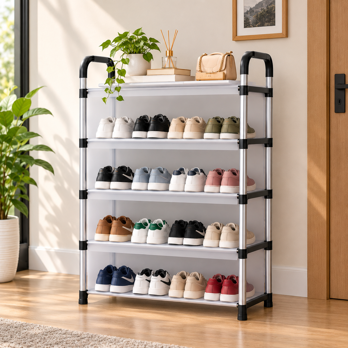 Multi-Layer Shoe Storage Rack – Dustproof Space-Saving Organizer