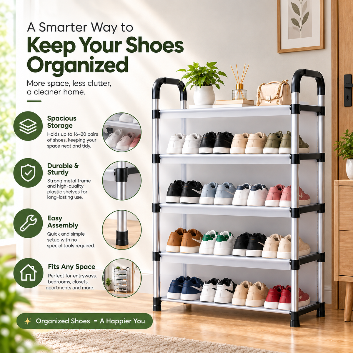 Multi-Layer Shoe Storage Rack – Dustproof Space-Saving Organizer