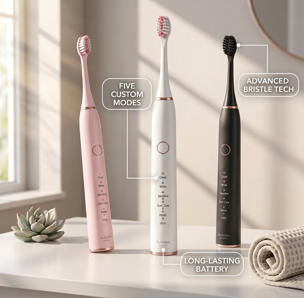 Rechargeable Sonic Electric Toothbrush | Deep Clean with Soft Bristles & 3 Brush Heads