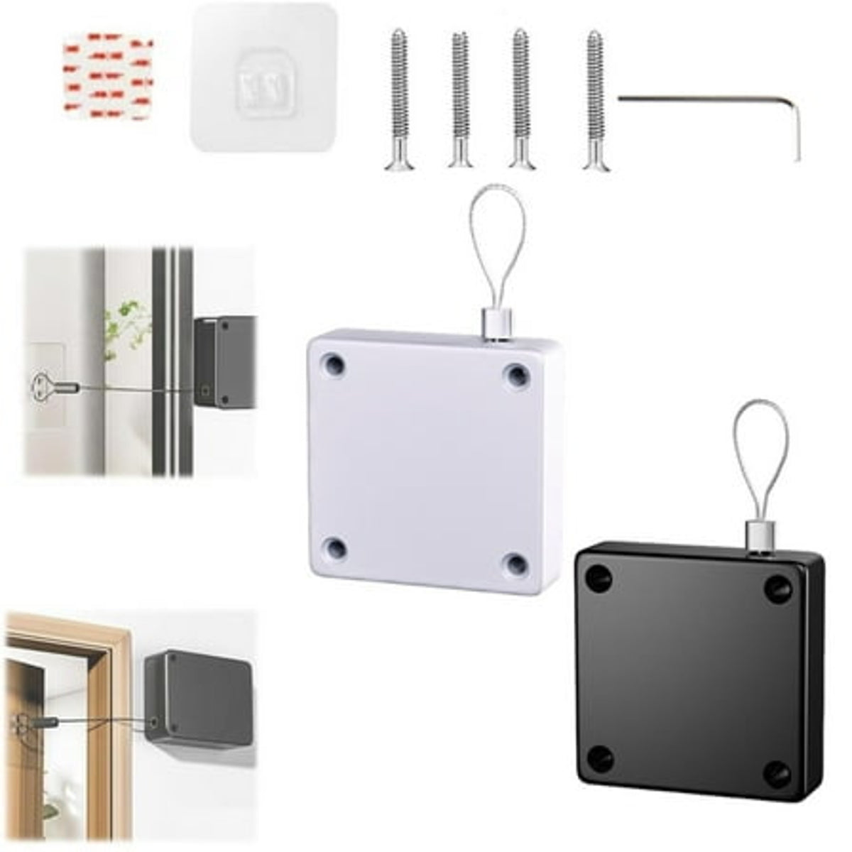 Punch-Free Automatic Door Closer | Heavy-Duty Self-Closing Door Device with Steel Wire Rope