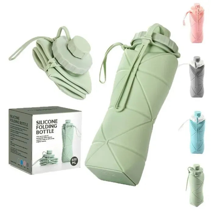 600ml Silicone Folding Water Bottle – Collapsible Travel Bottle