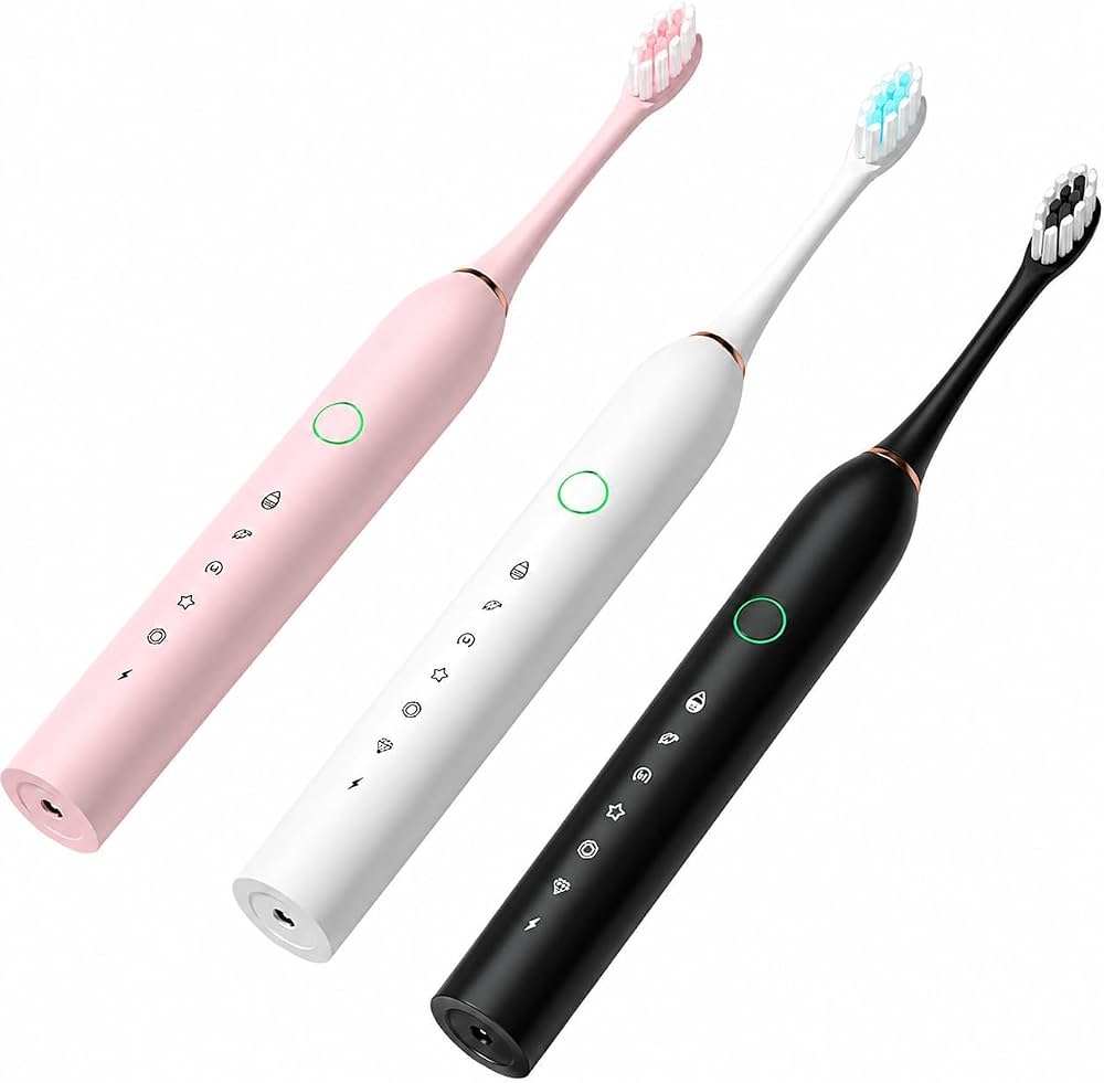 Rechargeable Sonic Electric Toothbrush | Deep Clean with Soft Bristles & 3 Brush Heads