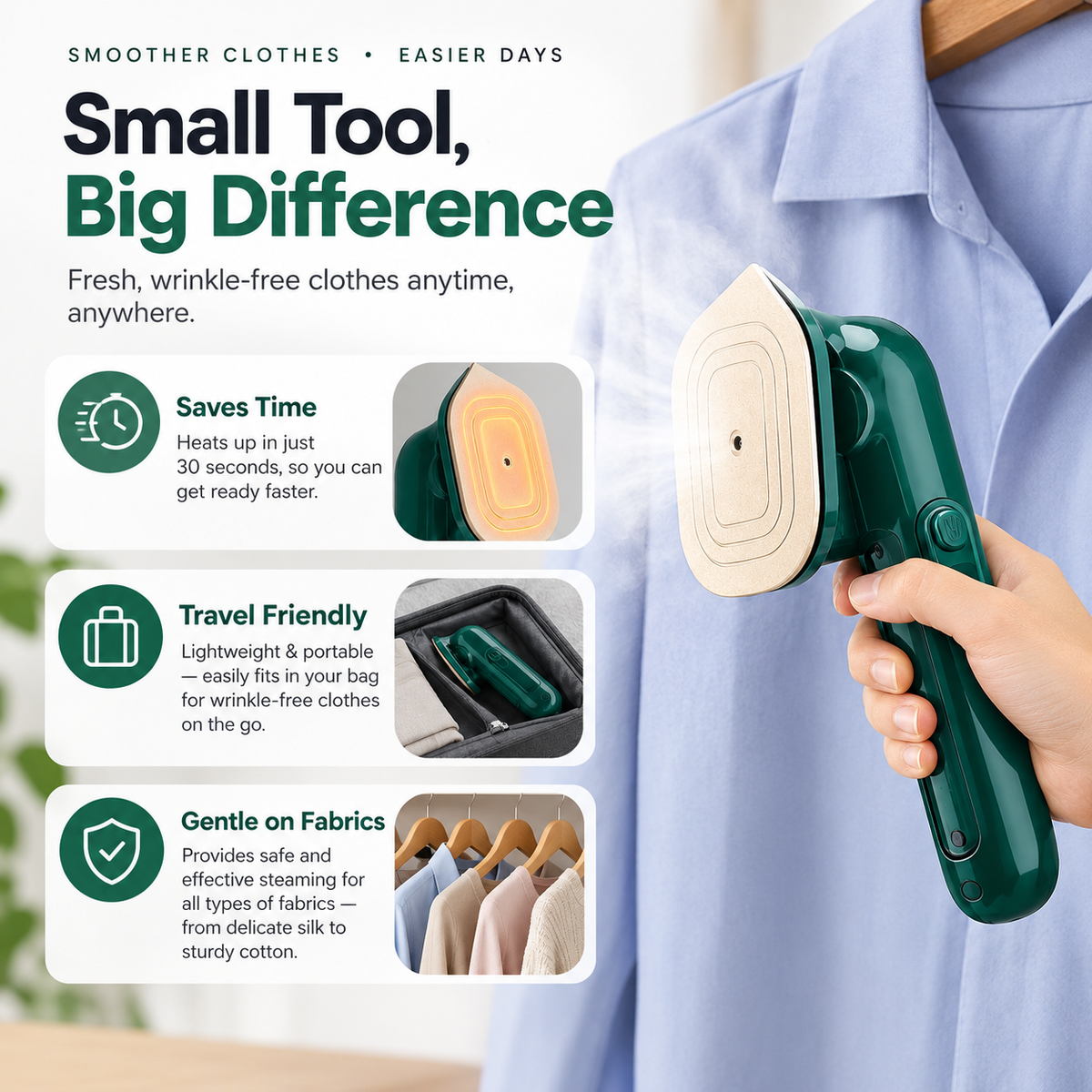 Professional Micro Steam Iron – Portable Garment Steamer