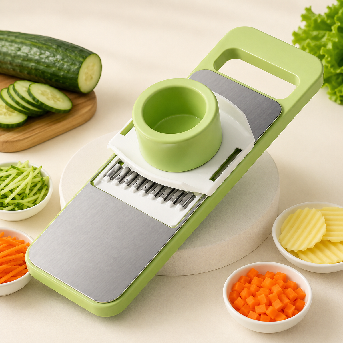 5-in-1 Manual Food Grater & Slicer – Stainless Steel