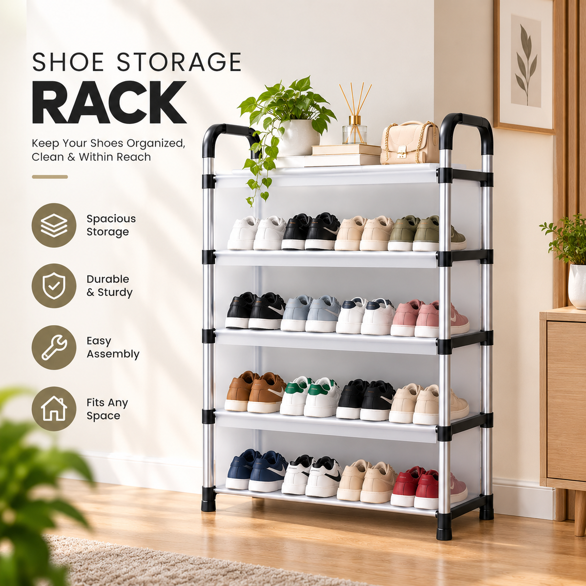 Multi-Layer Shoe Storage Rack – Dustproof Space-Saving Organizer