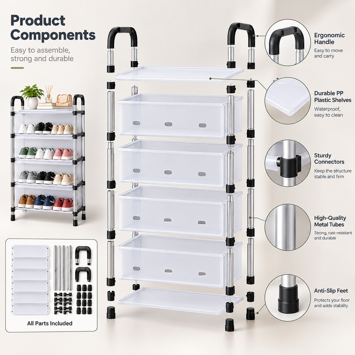 Multi-Layer Shoe Storage Rack – Dustproof Space-Saving Organizer