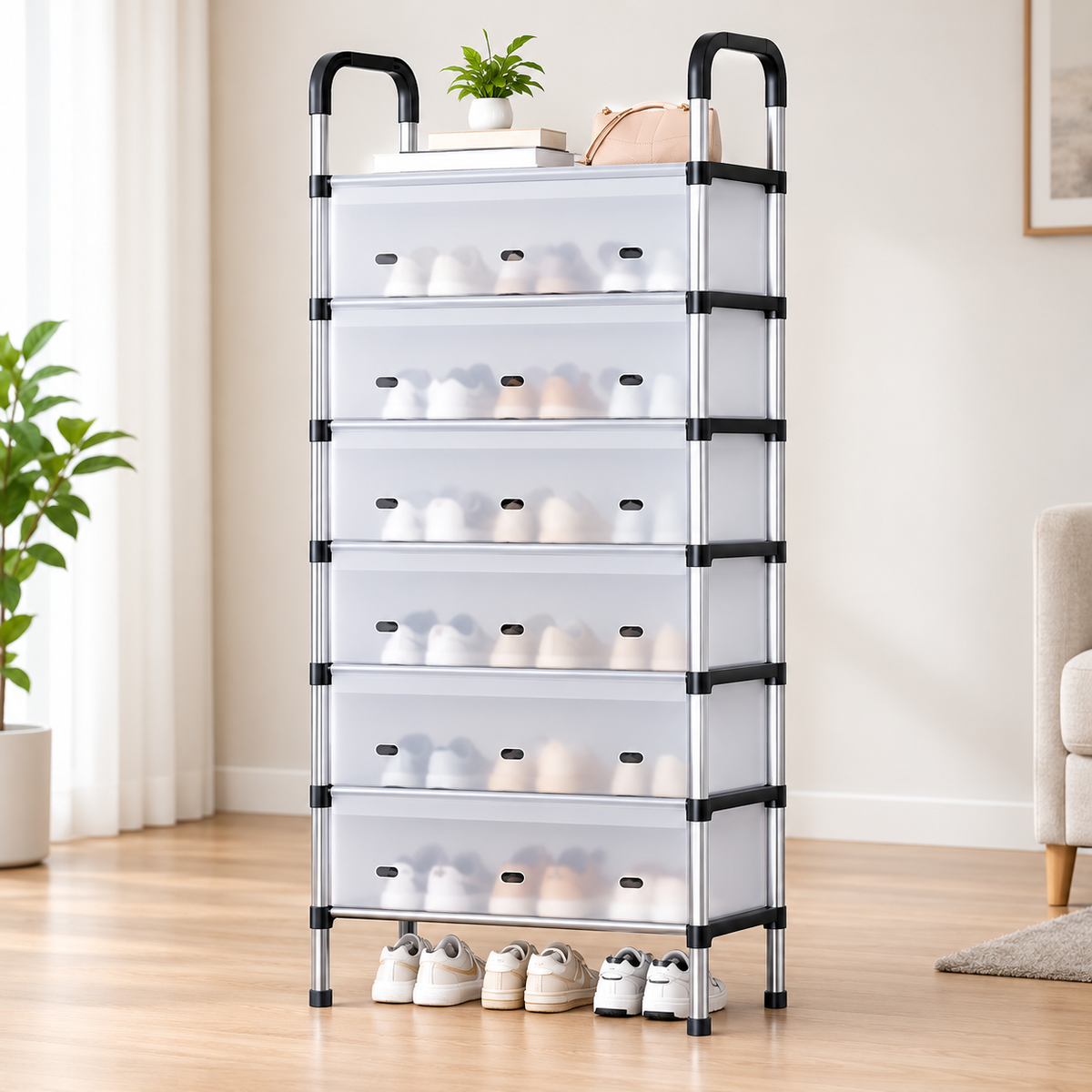 Multi-Layer Shoe Storage Rack – Dustproof Space-Saving Organizer